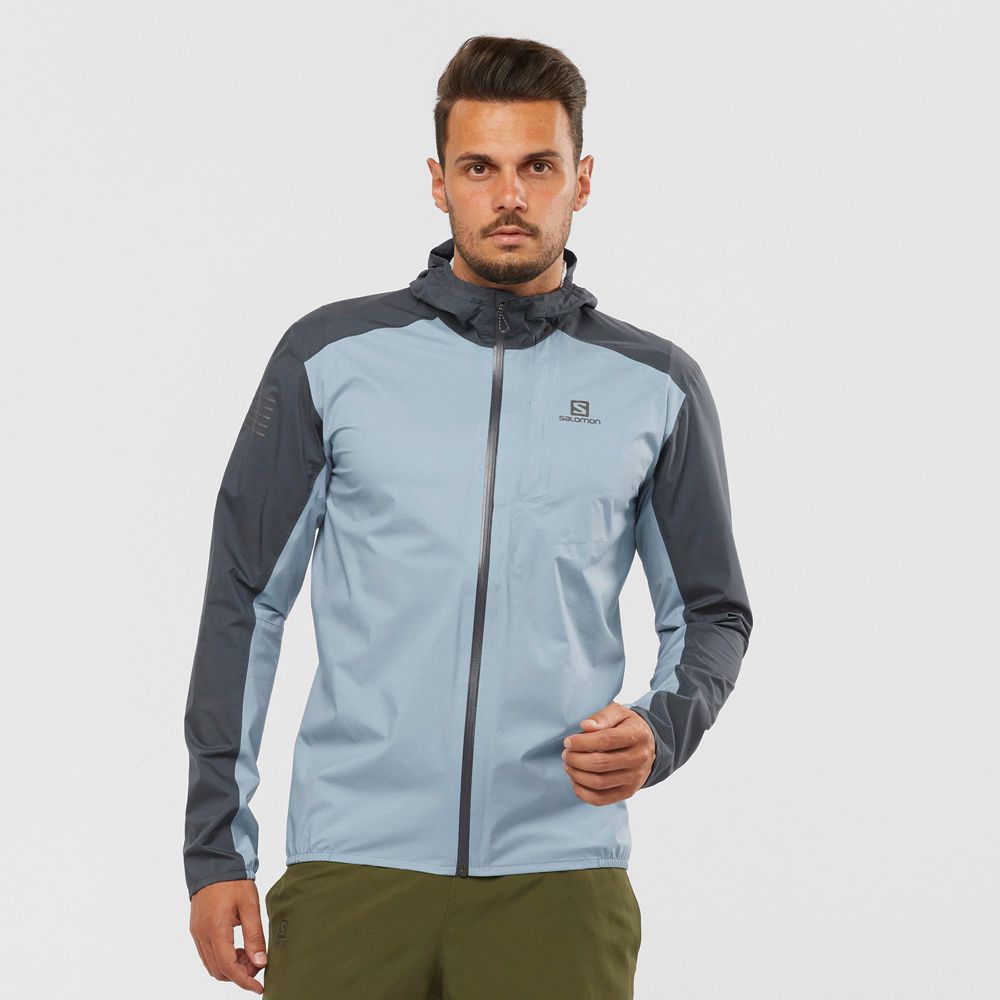 Salomon Singapore Mens Jackets - BONATTI 2.5L Ashley Blue | 47265-FSCW